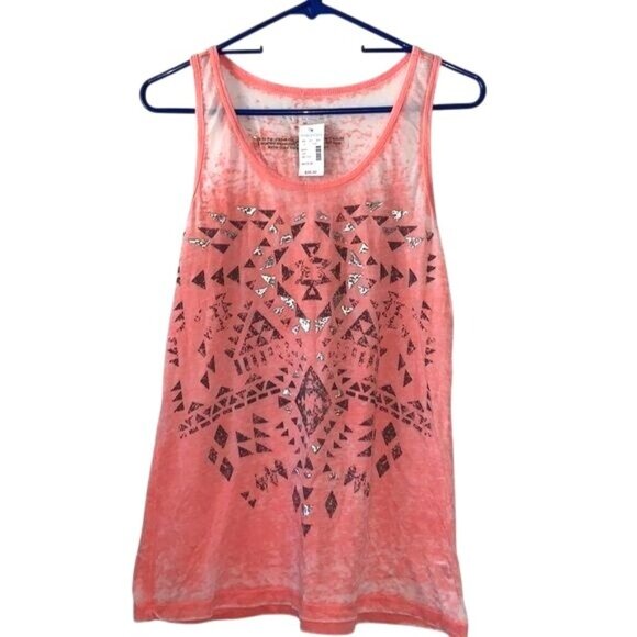 Sleeveless Coral Graphic Tank Top By Maurices Womens M Lightweight Semi-Sheer - Picture 1 of 6